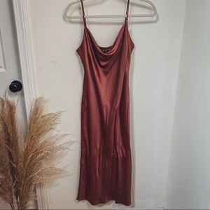 Satin Cowl Neck Dress